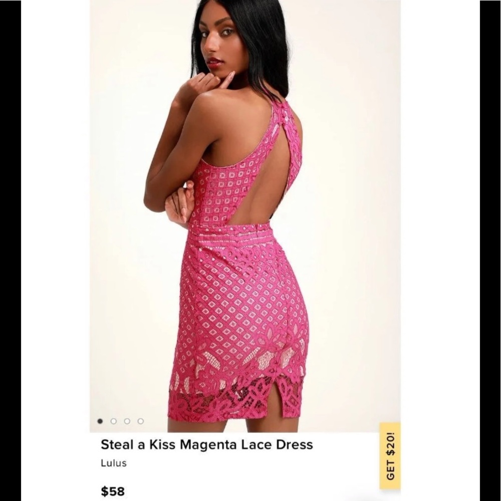 Lulus Steal a Kiss Magenta Lace Dress (S) NWT